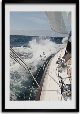 Produktbild von Bild - Bilderrahmen - Foto - 70 cm x 100 cm - MDF - Rahmen - Wandkunst - Yacht auf dem Meer