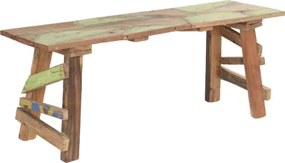 Obrázek produktu pro Květinová lavice "FLICK" | recyklované dřevo, 110 cm | patchworková lavice do předsíně, dřevo