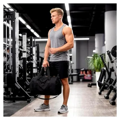 Produktbild von Sport- und Reisetasche für Damen und Herren, 47x23x25cm Handgepäck mit Nass- und Schuhfach, schwarze Sporttasche