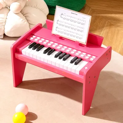 Obrázek produktu pro COSTWAY dětský keyboard s 25 klávesami, dětské piano se stojanem na noty, výukový režim, nastavitelná rychlost a hlasitost, mini elektrické piano od 3 let věku