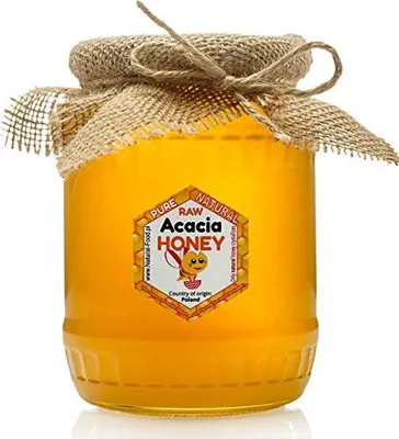 Produktbild von Natural Food Akazienhonig Direkt vom polnischen Imker im Glas | Frisch 2020 | Absolut rein, roh, natürlich, nicht pasteurisiert | Hergestellt von Bienen 1,1 kg