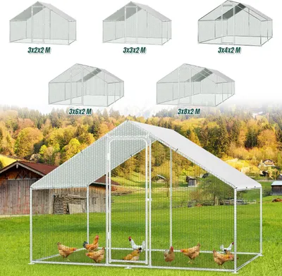 Immagine prodotto di Bettizia pollaio pollaio tetto pollaio pollaio piccoli animali recinto ruspante con porta chiudibile, 3 x 2 x 2 m