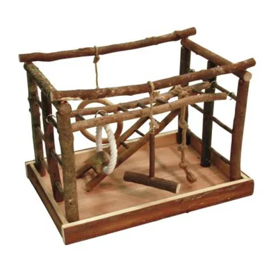 Produktbild von Vogelspielplatz aus Naturholz und Baumwolle, 35x25x25cm