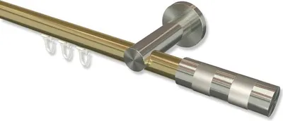 Produktbild von Interdeco Innenlaufstange, Gardinenstange mit Innenlauf Messing-Optik / Edelstahl-Optik Modell Platon Mavell, 20 mm Ø 1-läufig, 320 cm (geteilt)