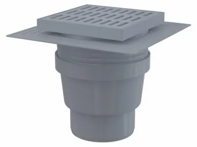 Obrázok produktu pre Podlahová vpusť priama DN110, mriežka šedá 150mm, vodná uzávera