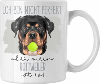 Produktbild von Trendation - Rottweiler Besitzer Tasse Geschenk Lustiger Spruch Geschenkidee Besitzerin Ich Bin Nicht Perfekt Aber Mein Rottweiler Ist Es (Weiß)
