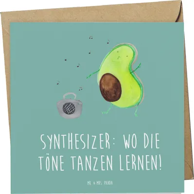 Produktbild von Mr. & Mrs. Panda Glückwunschkarte Synthesizer Tanz - Meeresbrise - Geschenk, elektronisches Musikinstrument, faltkarte, Grußkarte, Klappkarte, Tanzen, Töne, doppelkarte