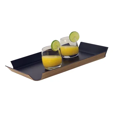 Produktbild von CONTINENTA Rutschfestes Tablett, schwarz metallic-Holzoptik
