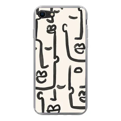 Produktbild von MuchoWow® Handyhülle Schutzhülle Hülle für iPhone SE 2020 Muster - Abstrakt - Linienkunst Silikon Softcase Handy Hülle - Kartenbesitzer