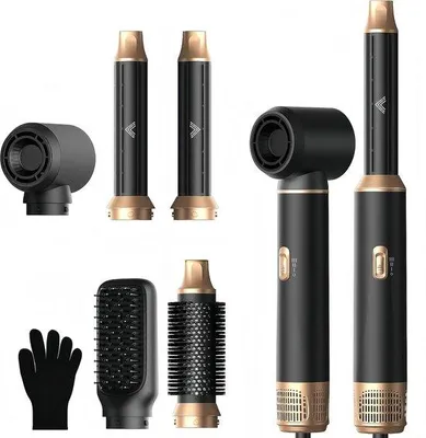 Productafbeelding van Hairstyler - Zwart - 5-in-1 Airstyler met Krultang en Föhn - Voor Dames