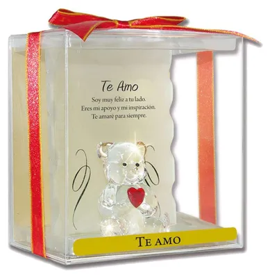 Productafbeelding van Angel n bear model te amo - Glasbeertje op een voet - Rood hart en een heel bijzondere set - Vriend of vriendin