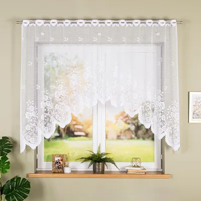 Obrázek produktu pro Dekorační oblouková krátká záclona na žabky nebo garnýž SARA 140 bílá 250x140 cm MyBestHome