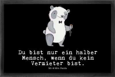 Produktbild von Mr. & Mrs. Panda Schmutzmatte Vermieter Herz 50 x 75 cm - Schwarz - Geschenk, Eingangsmatte, Fußabtreter, fußmatte, Bodenvorleger, Fussmatte, Schmutzfangmatte