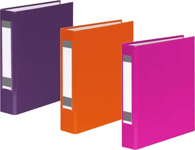 Produktbild von 3x Ringbuch mit Rückenschild / DIN A5 / 2-Ring / je 1x lila, orange und pink