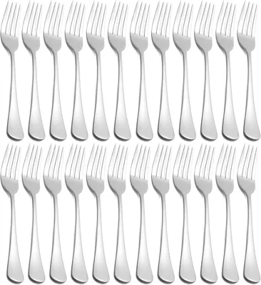 Produktbild von Tafelgabeln, Edelstahl, Tafelgabel, Set mit 24 Stück, hochglanzpoliert, Küchenbesteck-Set, 18,5 cm, Besteck-Gabeln, Geschirr, spülmaschinenfest, Esszubehör für Zuhause, Restaurant