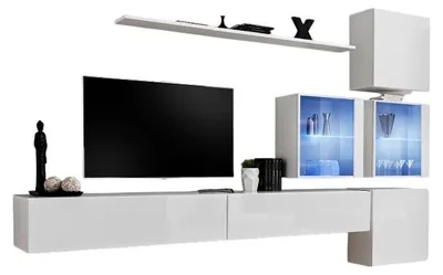 Produktbild von Meublorama AM-SWITCH 19-WW SW 19*7C/108KG, 1 Regale, 6 Tür(en), Weiß, Mitteldichte Faserplatte (MDF), 4 Schublade(n), 400 mm