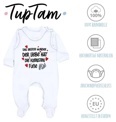 Obrázok produktu pre TupTam unisex detský overal s nápisom Mamas & Papas Schatz, farba: Das größte Wunder der Liebe / White, veľkosť: 56