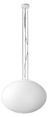 Immagine prodotto di Lampada a Sospensione in vetro soffiato bianco satinato diametro 50cm, struttura in metallo, 3x E27 Max 60W, design moderno ed elegante - Perenz