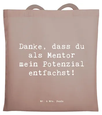 Produktbild von Mr. & Mrs. Panda Tote Bag Spruch Mentor Potenzial - Braun Pastell - Geschenk, Laptoptasche, Dankeschön, Schultasche, Danke, sagen, entfacht, Tasche, Weisheit, Tragetasche