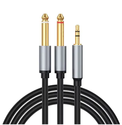 Produktbild von AUX Kabel 3.5mm auf 2x 6.3mm Klinke Stecker Klinkenkabel Mixer Stereo Audiokabel