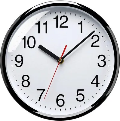 Immagine prodotto di Ibenzoa® Orologio da parete, 25 cm, corpo in plastica nera, movimento al quarzo silenzioso – elegante orologio per soggiorno, cucina, ufficio e camera da letto