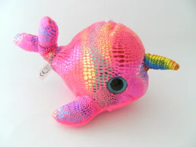 Produktbild von Plüschtier Narwal 23 cm, neon pink, Kuscheltiere Stofftiere Tier, Wale Fische