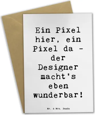 Produktbild von Mr. & Mrs. Panda Grußkarte Spruch Designer Pixel Kunst - Weiß - Geschenk, kreative Geschenke, Beruf, osterkarte, Industrial Design, Berufsprodukte, Pixelperfektion, UI