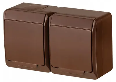 Produktbild von Hermes Hermetische Doppelsteckdose mit/ohne 16A IP44 braun GNT 0322-06