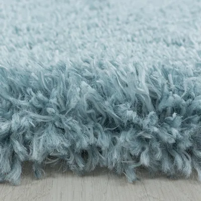 Produktbild von Villa Möbel Fluina Wohnzimmer-Teppich, Hochflor-Teppich, Shaggy, Einfarbig, Farbe:Blau, Grösse:80 cm Rund