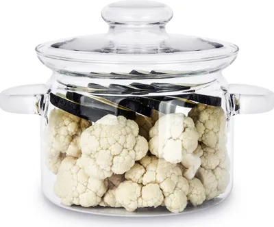 Produktbild von TOPF Glas Kochtopf mit Glasdeckel Mikrowelle Suppentopf Hitzebeständig SIMAX 2 l