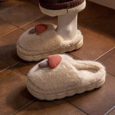 Produktbild von Frauen Hausschuhe - Paddenstoel Design - Plüsch Binnensohlen - Winterwärme - EVA-Zeh - Innen und Außen - Weich Federfütterung - Anti-Rutsch - Memory-Fußsohle - Waschbar (L, 40/41)