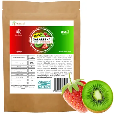 Zdjęcie produktu dla Galaretka DUO KIWI-TRUSKAWKA BEZ CUKRU i węglowodanów 35g - 5 porcji Keto