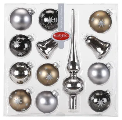 Produktbild von Weihnachtskugeln Glas 5-6cm mit Spitze 13er Set - Urban Graphic Mix