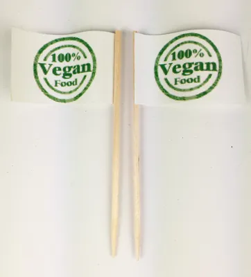 Produktbild von Party-Picker Flagge 100% Vegan Food Papierfähnchen in Spitzenqualität 25 Stück Beutel