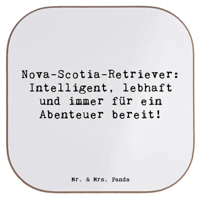 Produktbild von Mr. & Mrs. Panda Tischuntersetzer Spruch Nova Scotia Duck - Weiß - Geschenk, gläseruntersetzer, Untersetzer für Gläser, Coaster, Hunderassen Beschreibung, treuer Freund