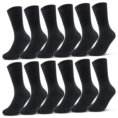 Produktbild von 12 Paar Socken ohne Gummidruck 100% Baumwolle Damen & Herren Diabetiker Socken - 11000 Schwarz 43-46