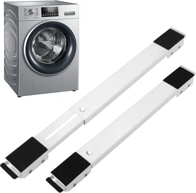 Produktbild von 2PCS Waschmaschinen Untergestell Set, Waschmaschinen Untergestell mit Rollen bis zu 300 kg, 44,5 - 72 cm erweiterbar, Weiß
