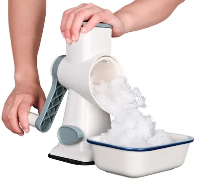 Eiszerkleinerer mit Handkurbel, Crushed-Eis-Maker, Edelstahlklingen, tragbar
