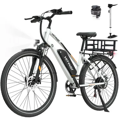 Produktbild von HITWAY E-Bike 28 Zoll Elektrofahrrad mit Korb 36V/13Ah Akku Pedelec für Erwachsene 7 Gang, 25km/h, Heckmotor, LCD Display, Herren/Damen 170 - 190cm
