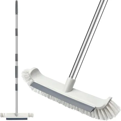 Image de Brosse de nettoyage 2 en 1 avec manche télescopique, idéale pour la salle de bain, le sol et la piscine