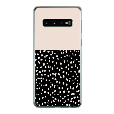 Produktbild von MuchoWow® Handyhülle Schutzhülle Hülle für Samsung Galaxy S10 Polka dots - Beige - Schwarz Silikon Softcase Handy Hülle - Handytasche