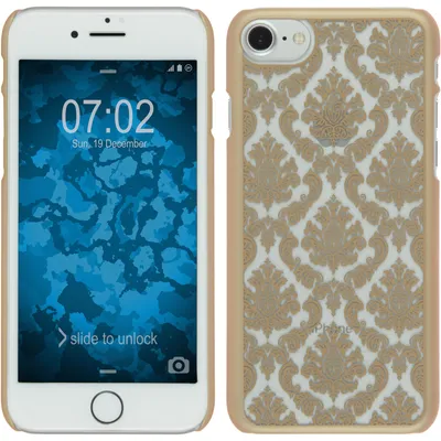 Produktbild von PhoneNatic Case kompatibel mit Apple iPhone 7 / 8 / SE 2020 - Hülle gold Damask Hard-case + 2 Schutzfolien
