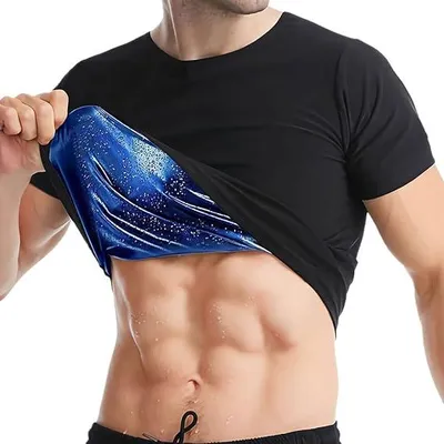 Produktbild von Sauna Anzug Herren, Herren Sauna Shirt Kurzarm, Schweiß Shirt Männer Rundhalsausschnitt, Sweat Schwitzen T-Shirts Für Herren Männer - 3XL