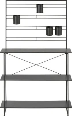 Produktbild von Dehner Pflanztisch Provence, Regal für Balkon / Terrasse, 100 x 40 x 160 cm, pulverbeschichtetes Metall, schwarz
