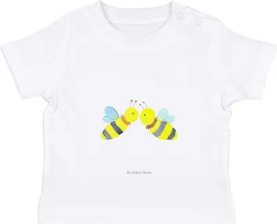 Produktbild von Mr. & Mrs. Panda  T-Shirt Biene Liebe 0. - 6. Monat - Weiß - Geschenk, Babyshirt, Kleinkind, Baby Jerseyshirt, Organic Shirt