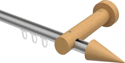 Produktbild von Interdeco Innenlaufstange / Gardinenstange mit Innenlauf Silbergrau / Buche lackiert, Typ Talent Siveo (Kegel), 20 mm Ø 1-läufig, 140 cm