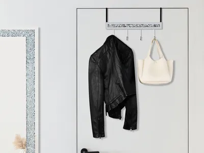 Produktbild von Türgarderobe zum einhängen Garderobenleiste Spiegelglas Kleiderhaken für die Tür