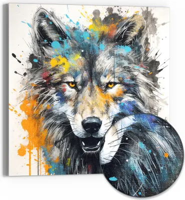 Produktbild von DEQOART Hybrid Leinwand Bild 50x50 cm 'Wildfarbenblick' Wandbild Glas flach modern