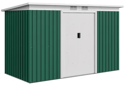 Produktbild von Geräteschuppen - Gartenschuppen - Metall - Schiebetür - Wasserdicht - Für Außenbereich - Armeegrün