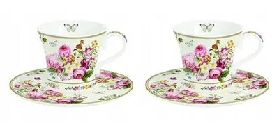 Produktbild von Domdekoracji Espresso-Tassen 80 ml Porzellan Blumenmuster